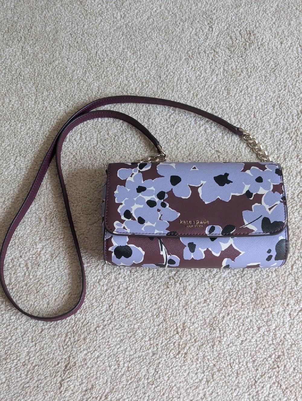 Kate Spade Floral Burgundy And Lavender Crossbody